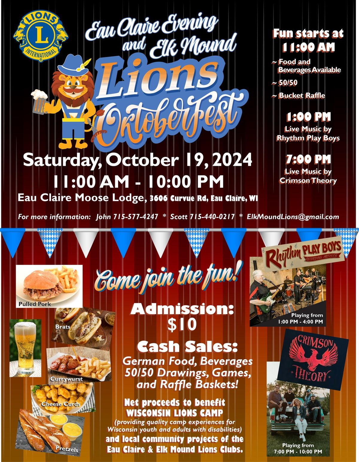 Lions Oktoberfest ~ Eau Claire Evening & Elk Mound Lions