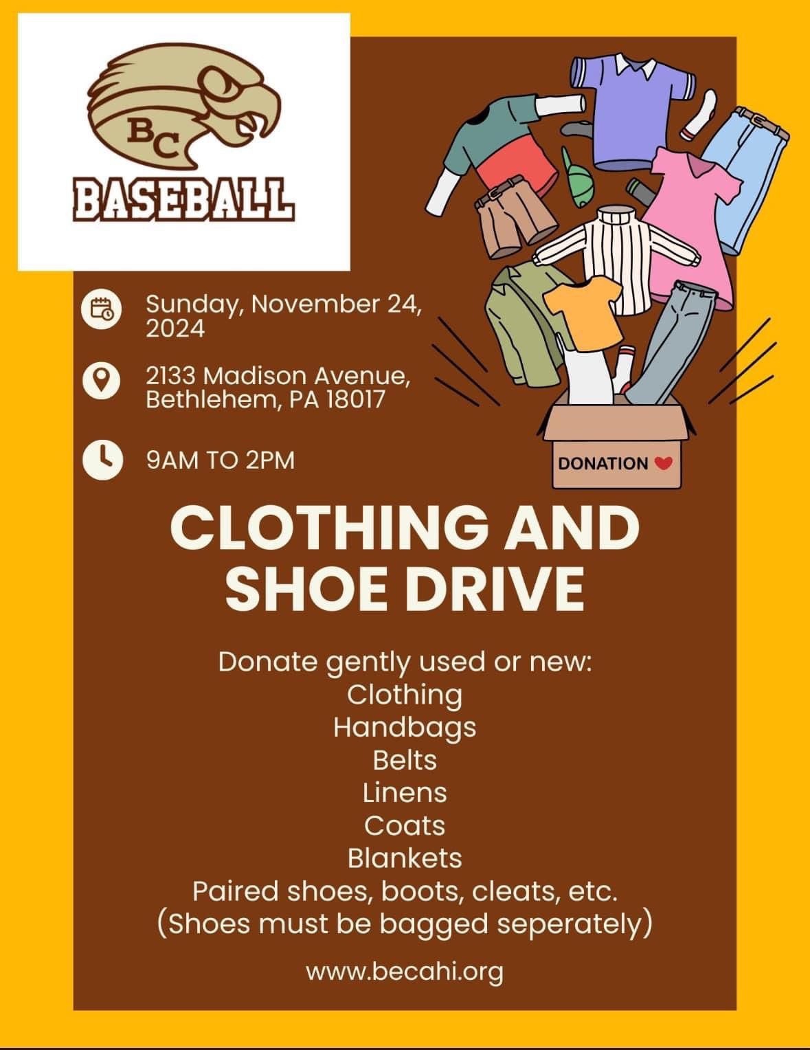 Bethlehem Catholic Baseball Clothing Drive 