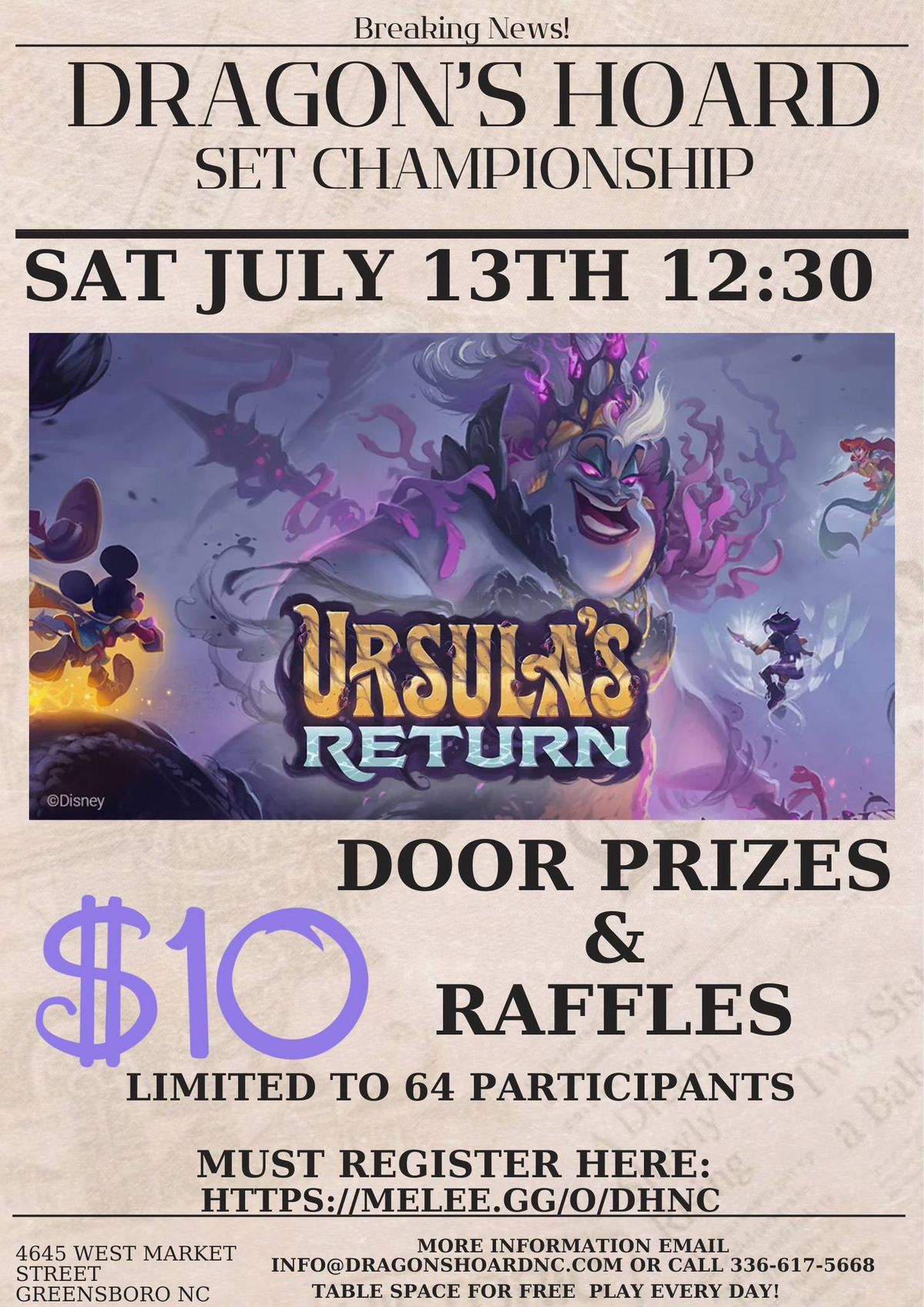 Ursula's Return Set Championship July 13 12:30PM