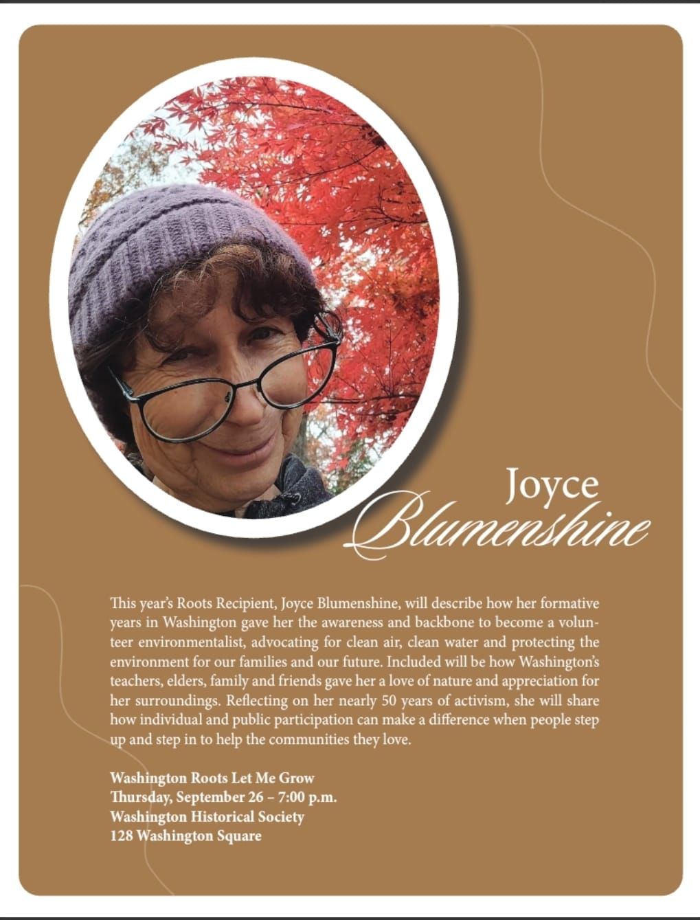 Roots Ceremony and Program Honoring Joyce Blumenshine