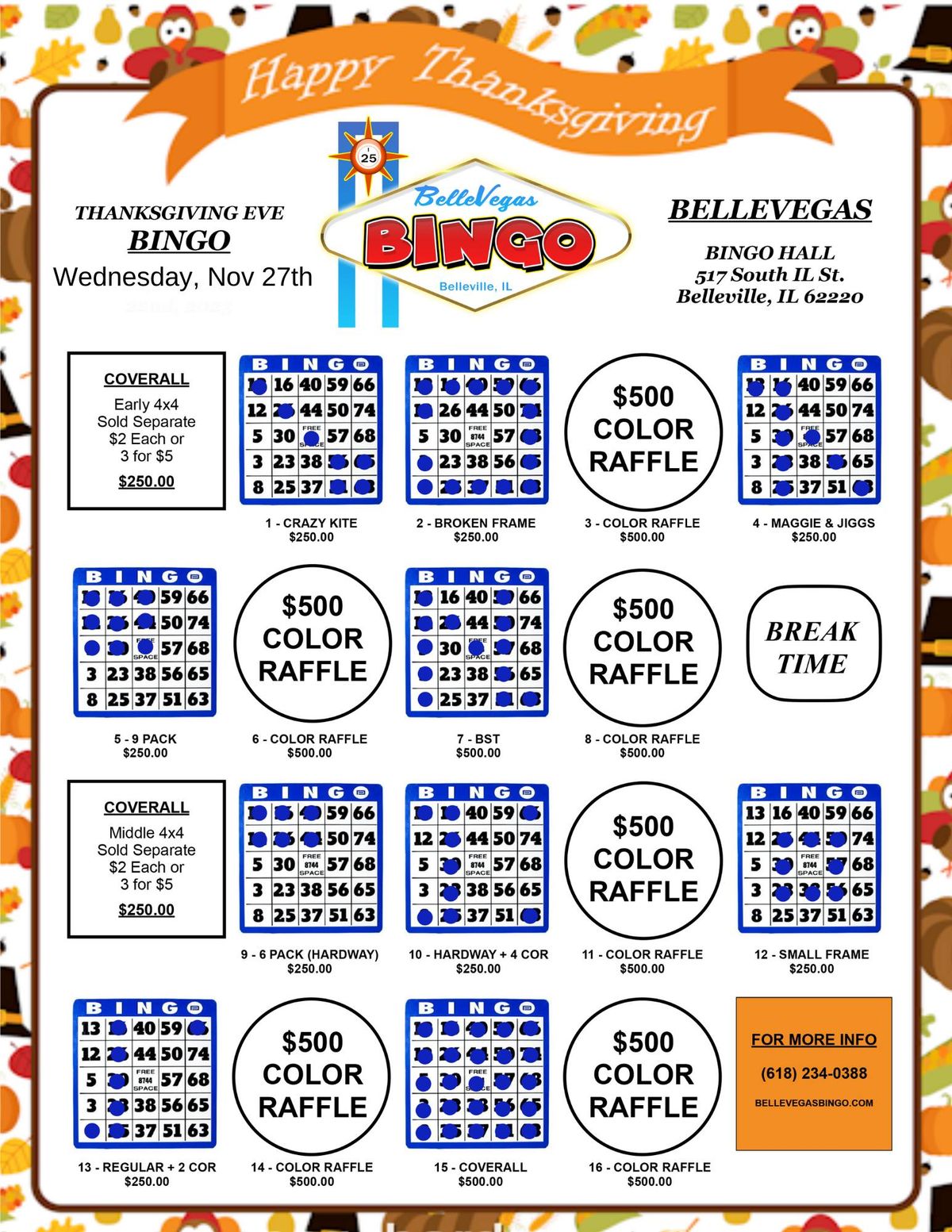 Thanksgiving Eve Bingo