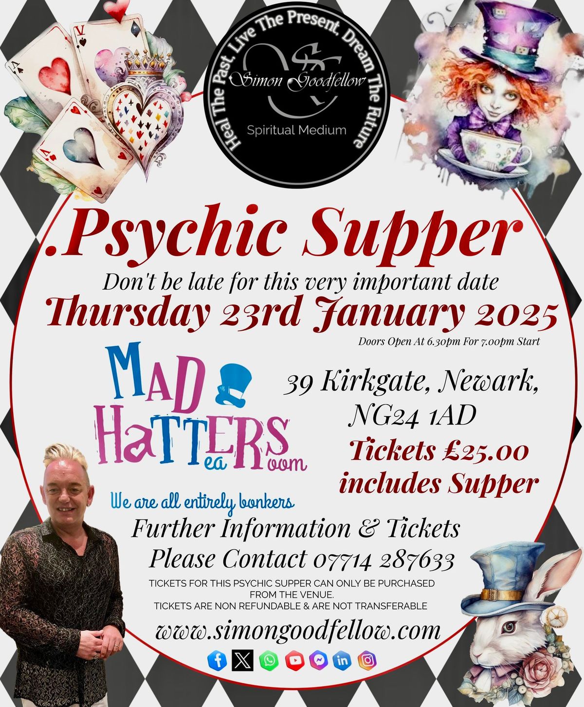 Join our Psychic Supper Evening at Mad Hatters January 2025 