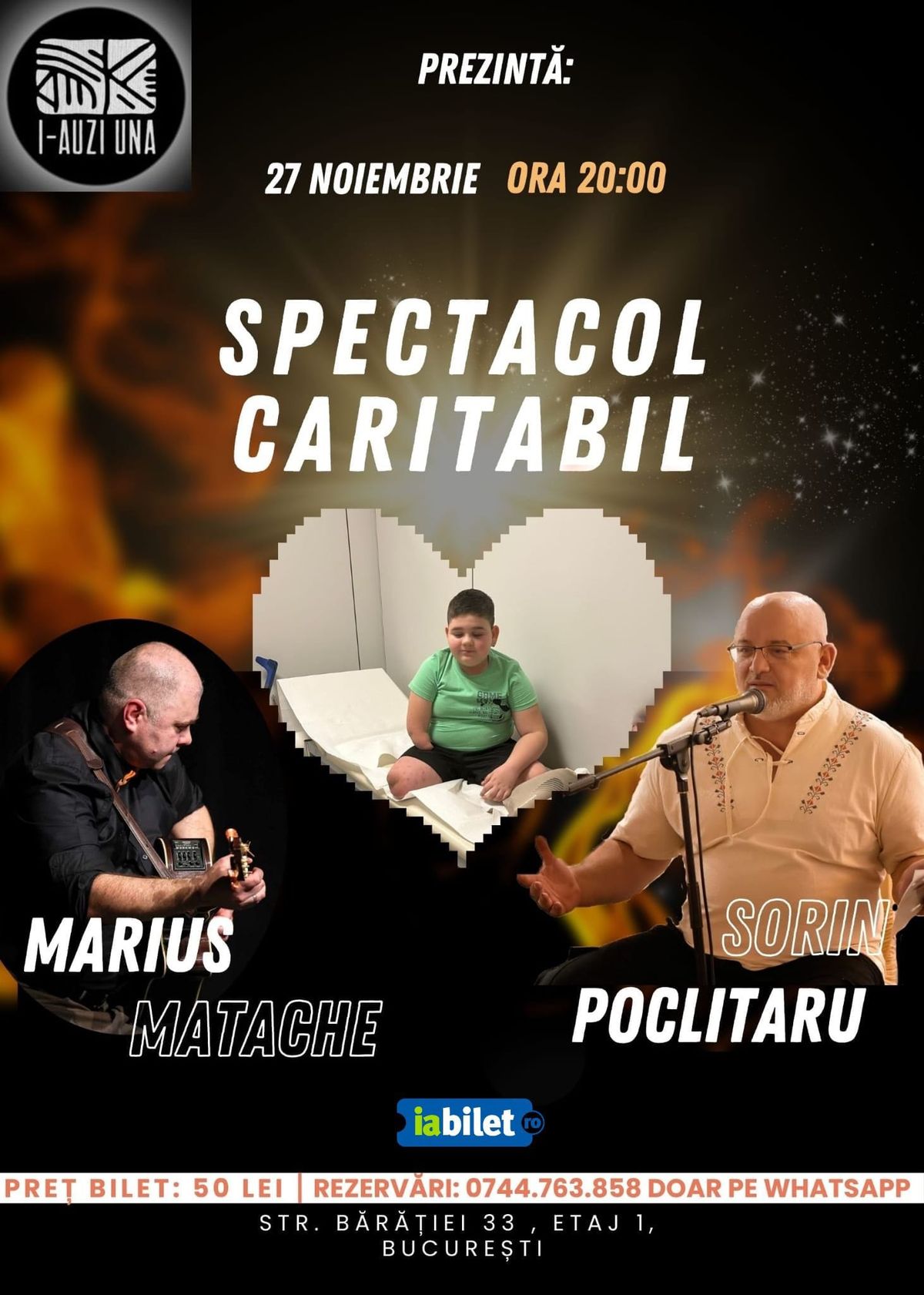 Spectacol Caritabil pentru Luca, cu Sorin Poclitaru \u0219i Marius Matache