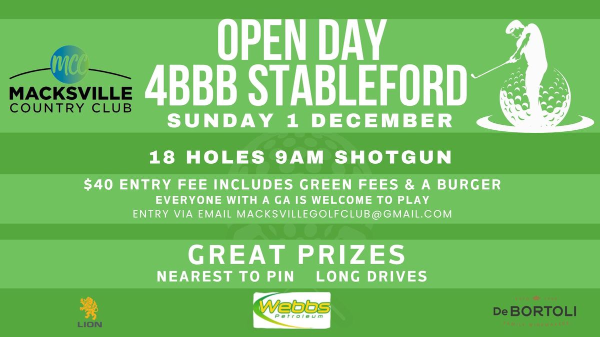 Webbs MCC OPEN DAY 4BBB Stableford Event