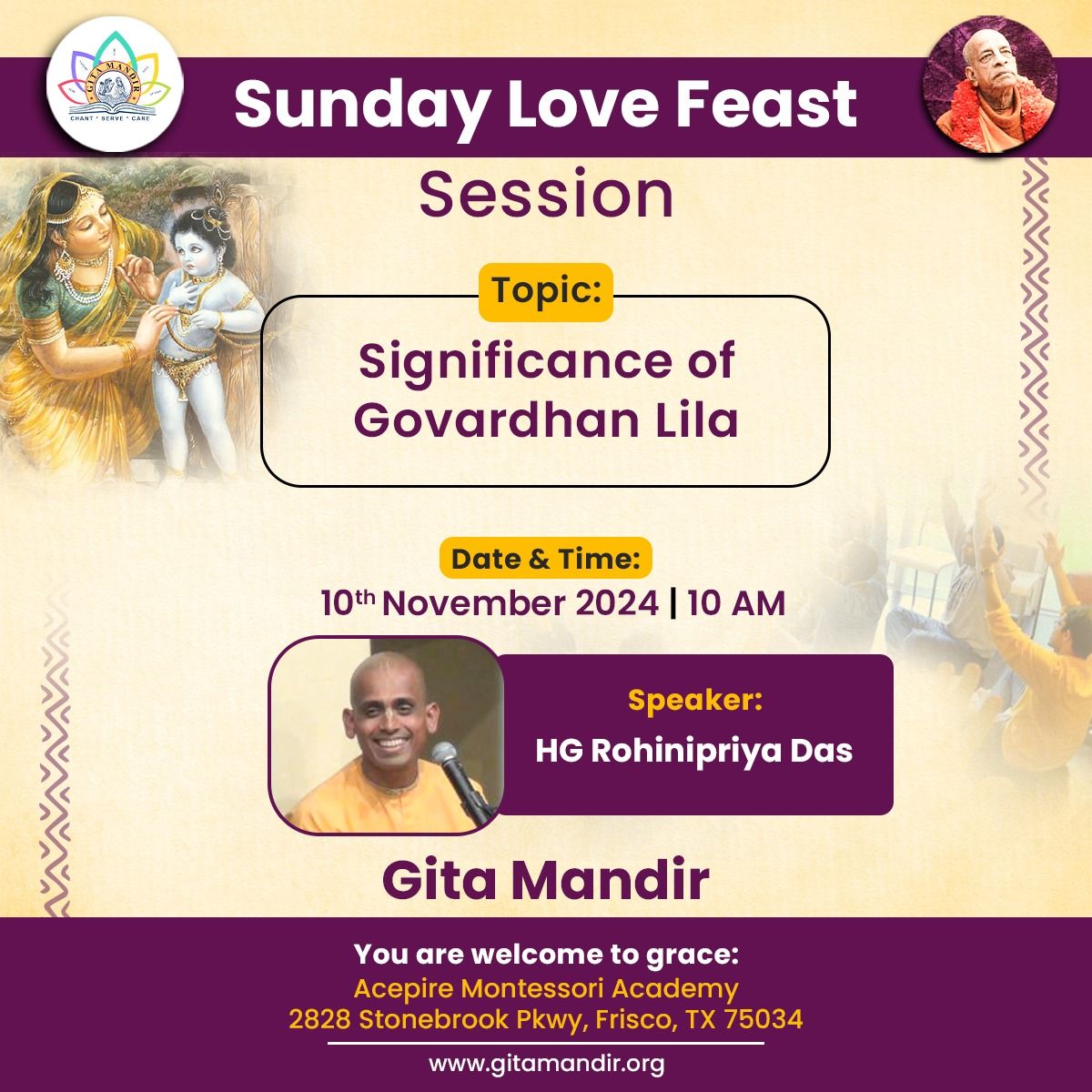 Gita Mandir Sunday Love Feast