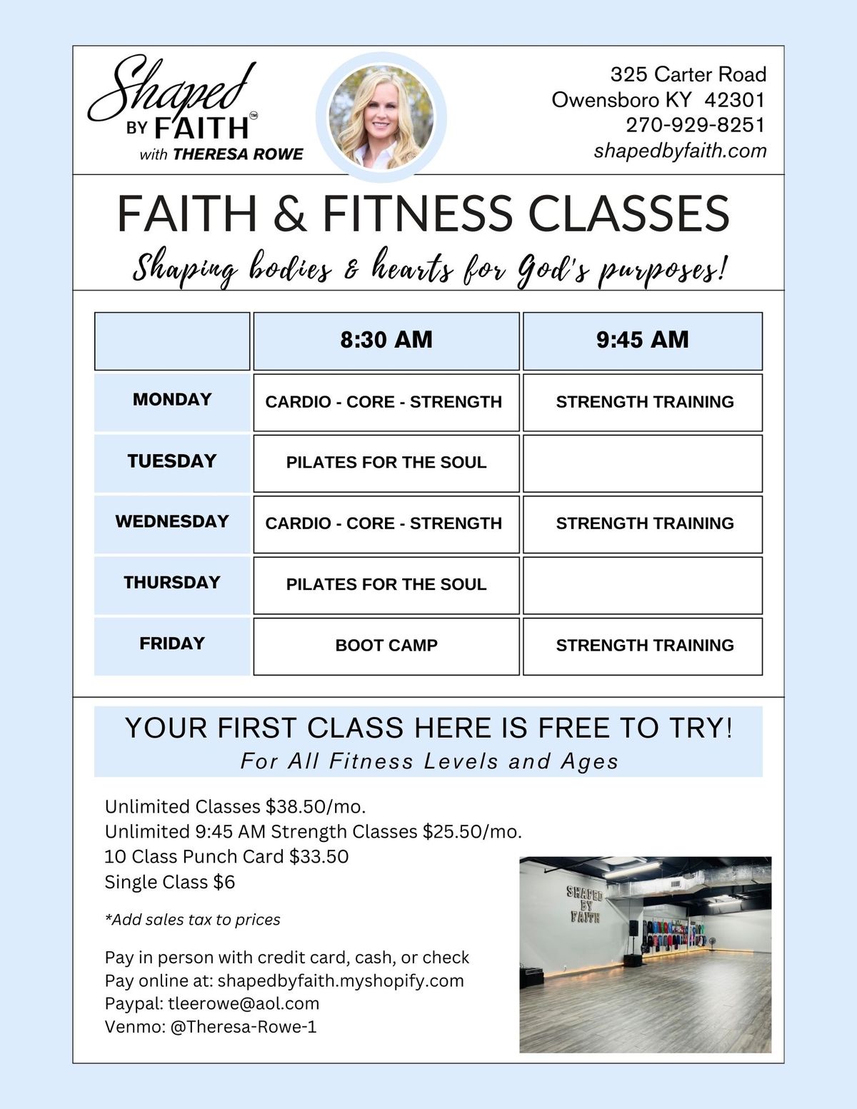 Faith & Fitness Classes with Theresa Rowe