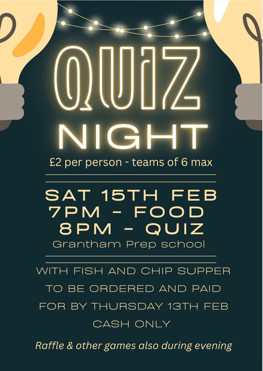 Family fun Quiz night with Fish & Chips supper