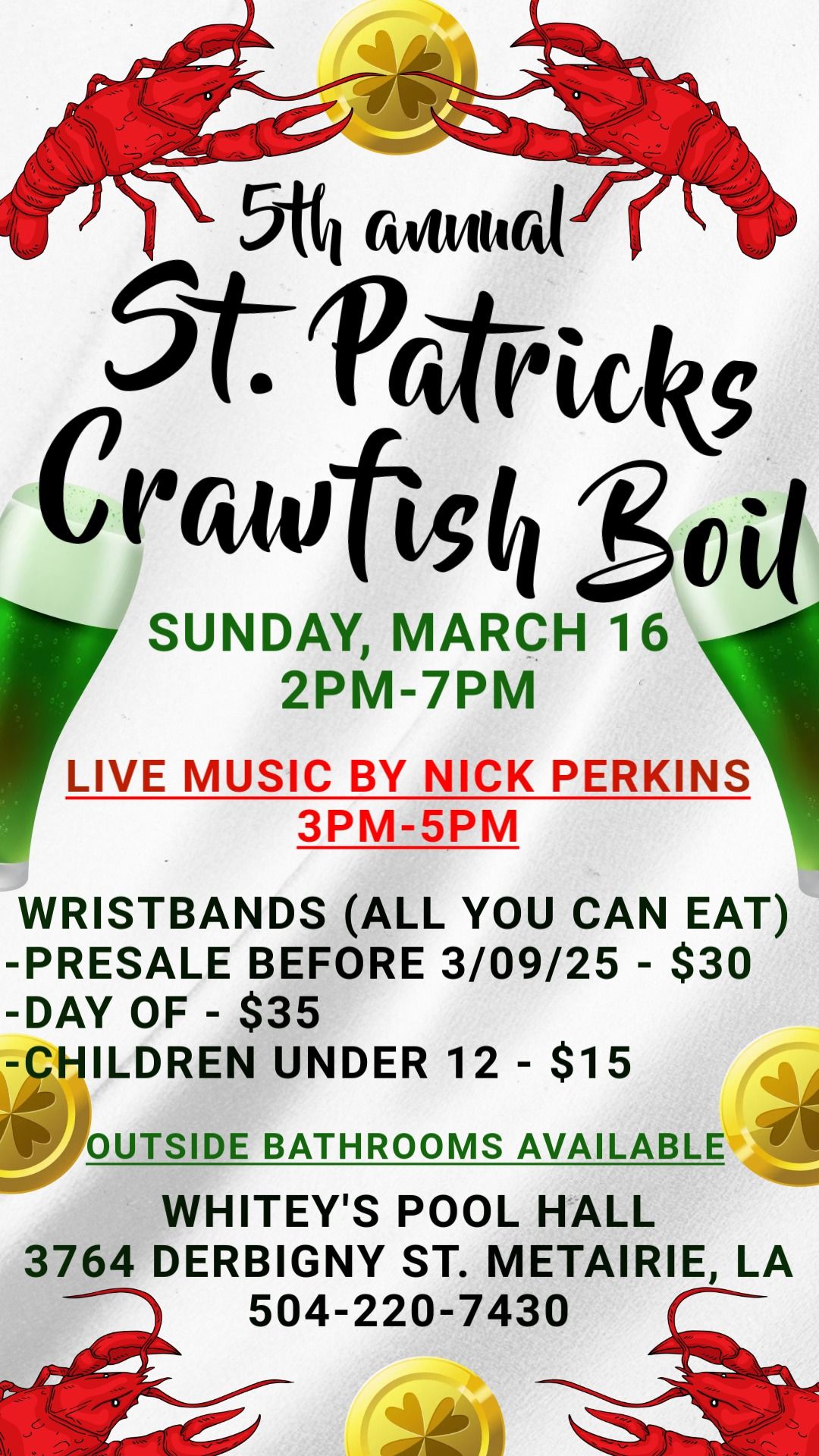 Whiteys 5th Annual St. Patty\u2019s Day Boil