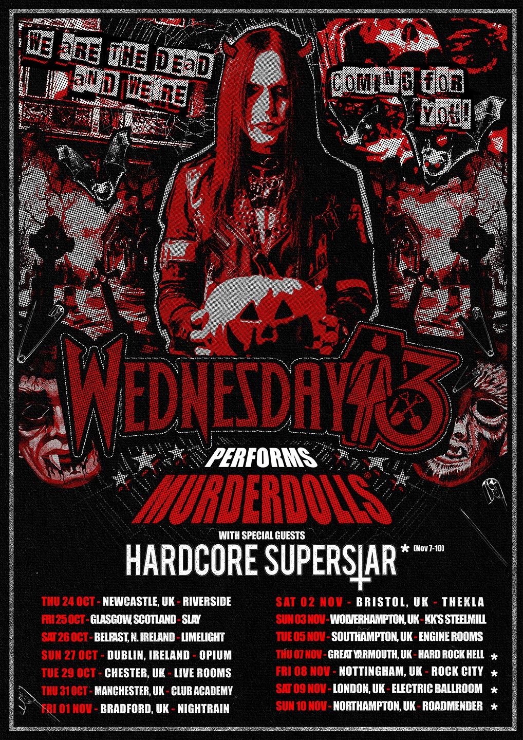 Wednesday 13 performs Murderdolls live at Rock City, Nottingham