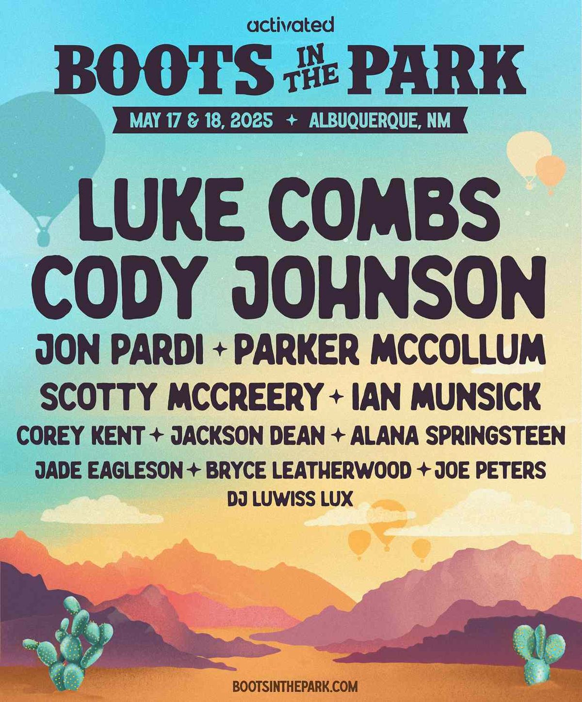 Boots In The Park: Luke Combs  Cody Johnson  Jon Pardi & Parker McCollum - 2 Day Pass