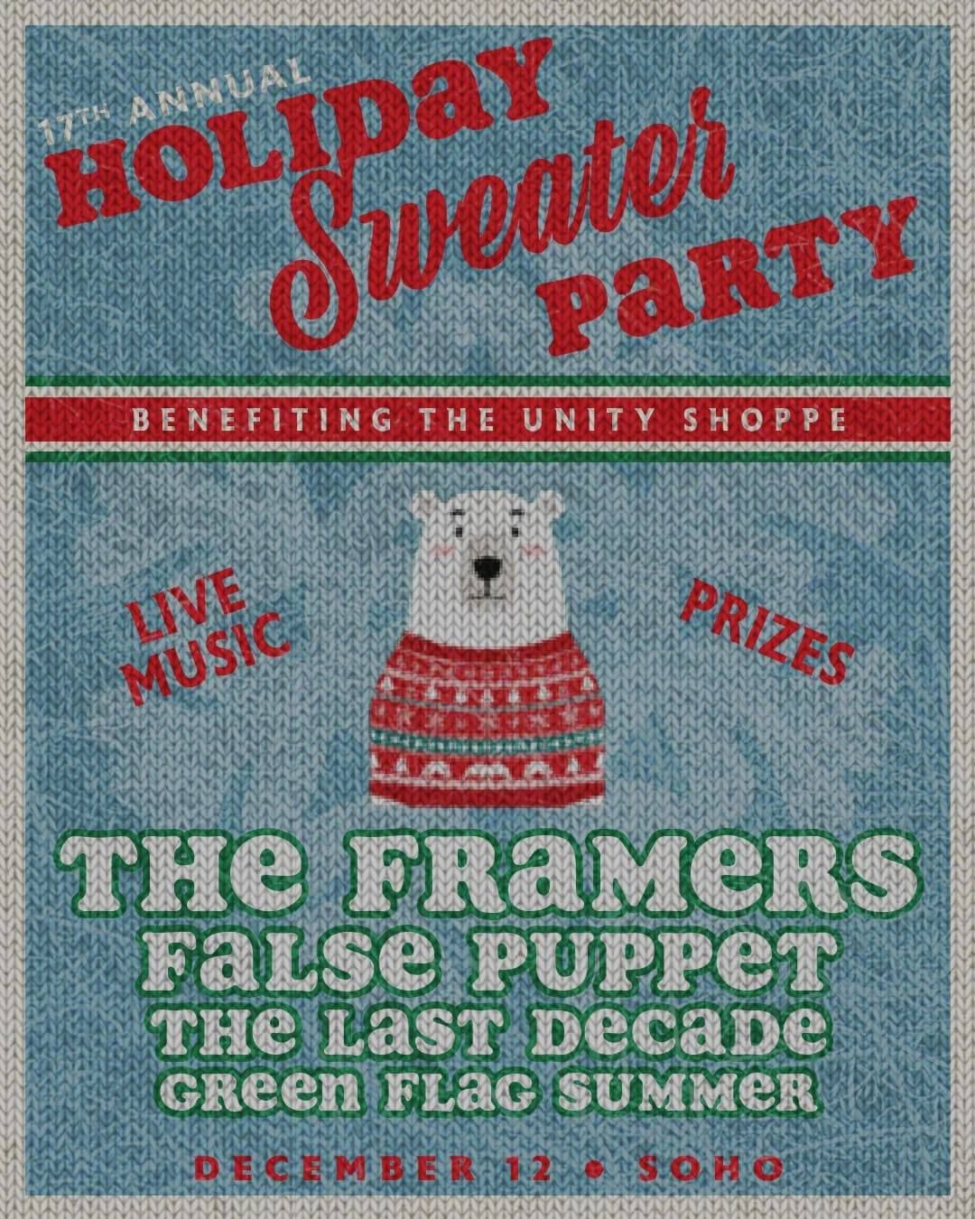 SOhO's Annual Holiday Sweater Party with The Framers, False Puppet, The Last Decade, and Green Flag 