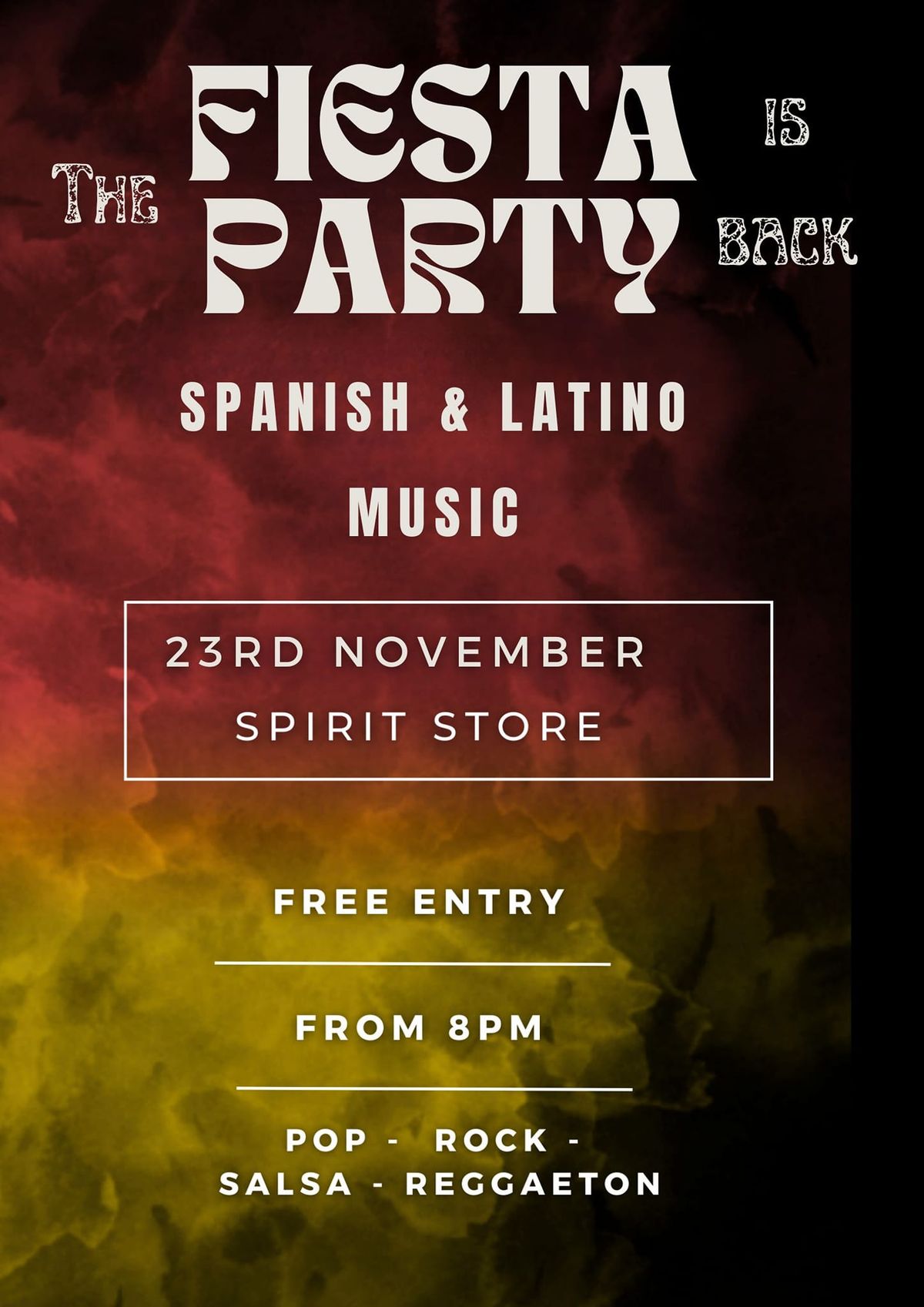 Sat 23rd Nov The Fiesta Party 