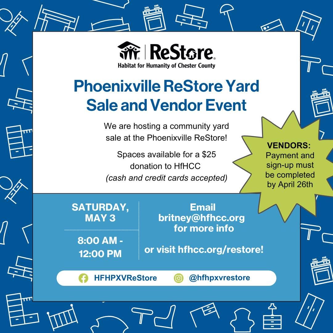 SHOP THE YARD SALE: Phoenixville ReStore Yard Sale and Vendor Event