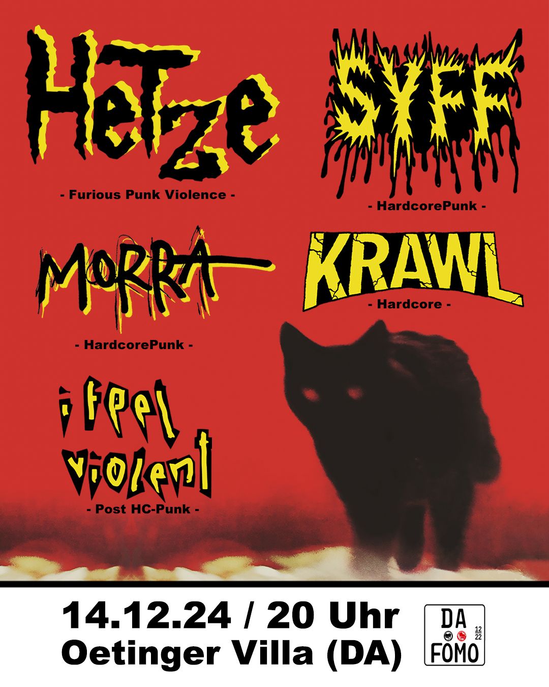 Hetze + Syff + Morra + Krawl + I Feel Violent | Hardcore-Punk Show in der Oetinger Villa Darmstadt