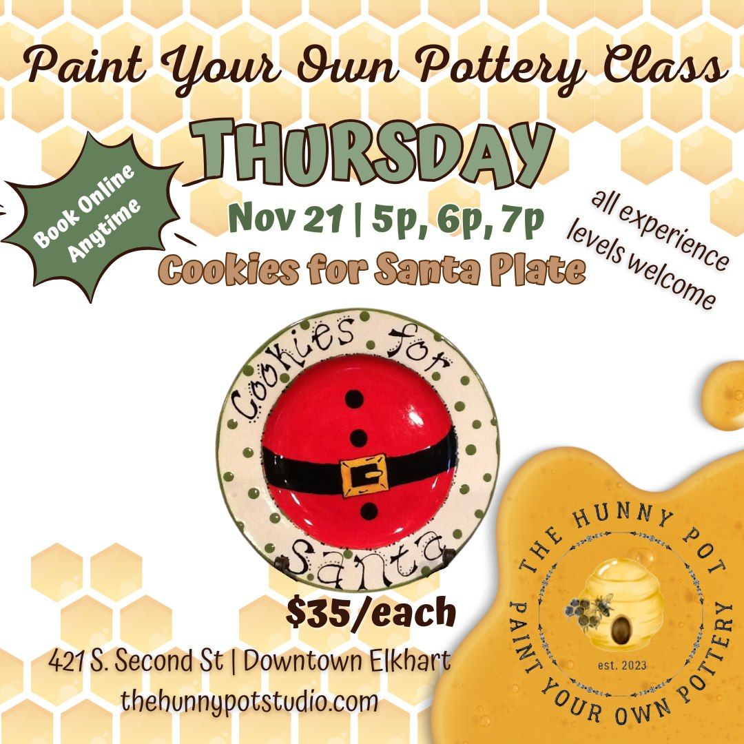 CLASS | Cookies for Santa Plate | Paint Your Own Pottery