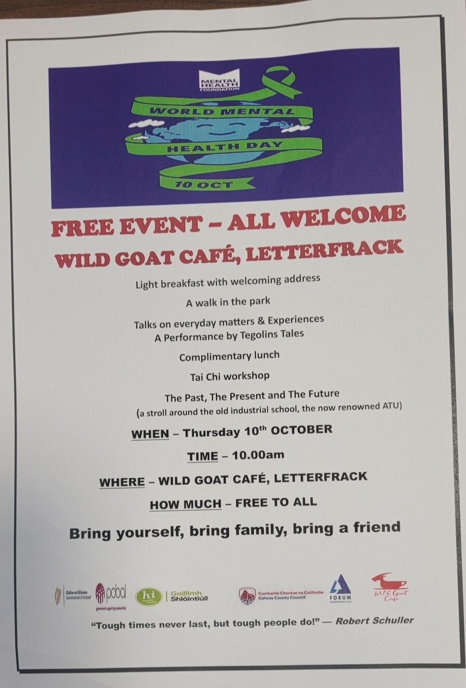 World Mental Health Day Event at The Wild Goat Cafe