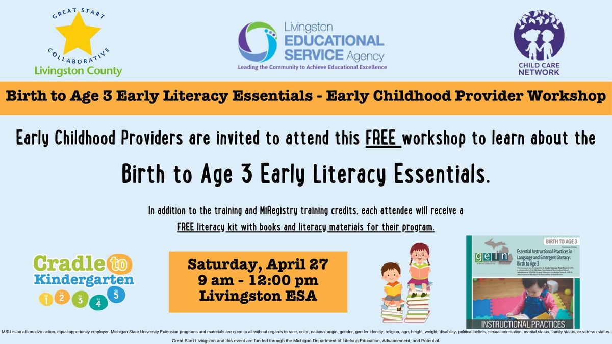 Birth to 3 Early Literacy Essentials - Early Childhood Provider Workshop