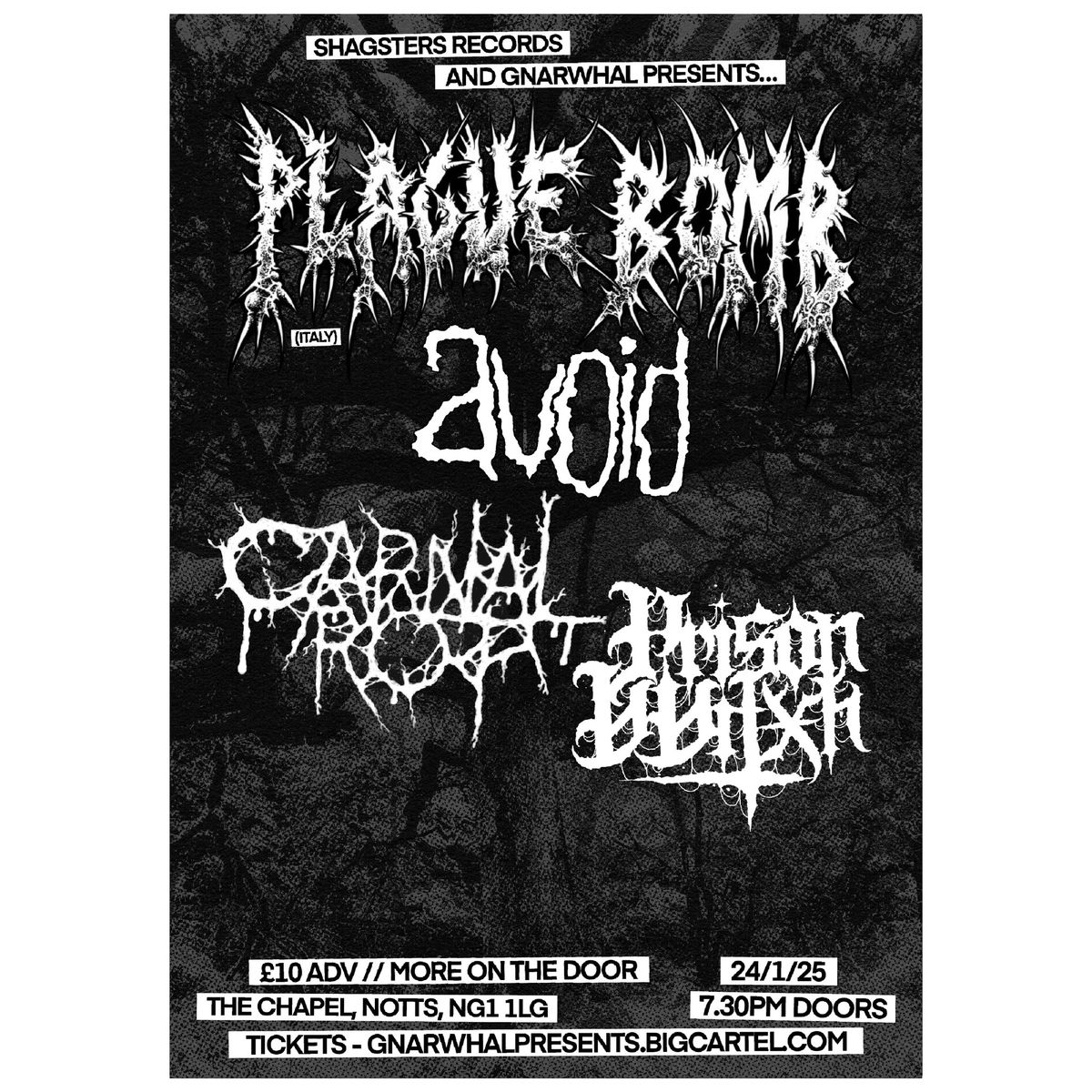 Plague Bomb (Italy) \/ Avoid \/ Carnal Rot \/ Prison Witch @ The Chapel