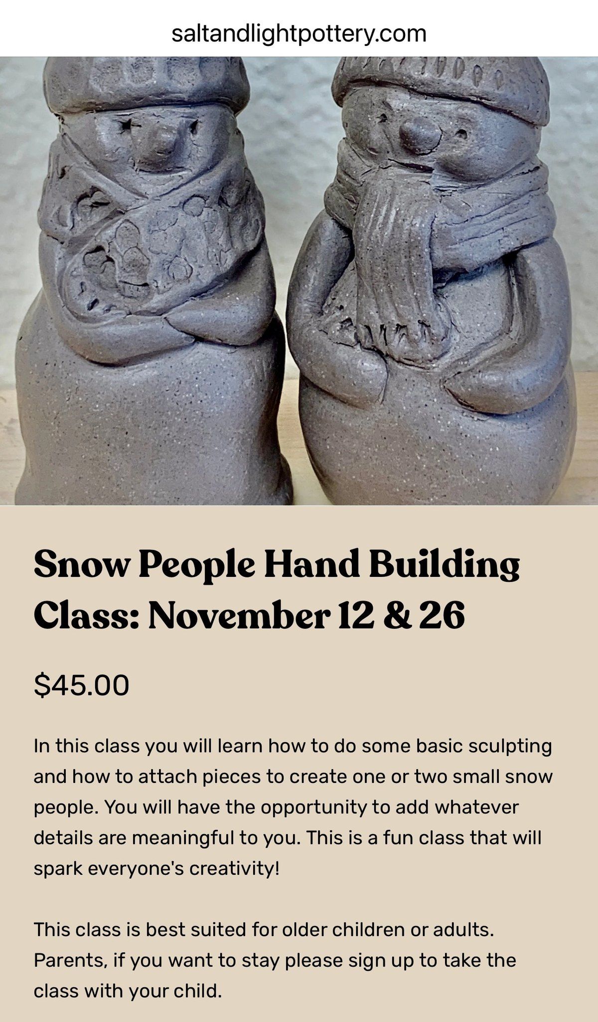 Snow People Sculpting Class 