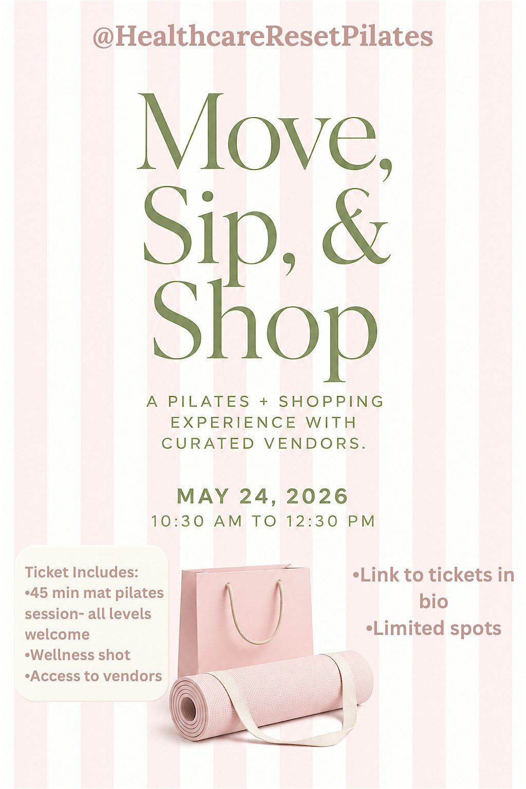 Move, Sip, & Shop- Pilates Event
