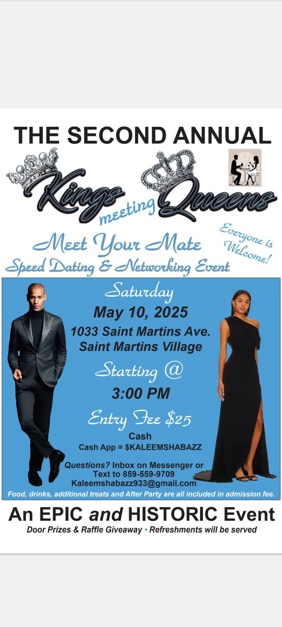 The SECOND ANNUAL KINGS MEETING QUEENS SPEED DATING EVENT \u203c\ufe0f