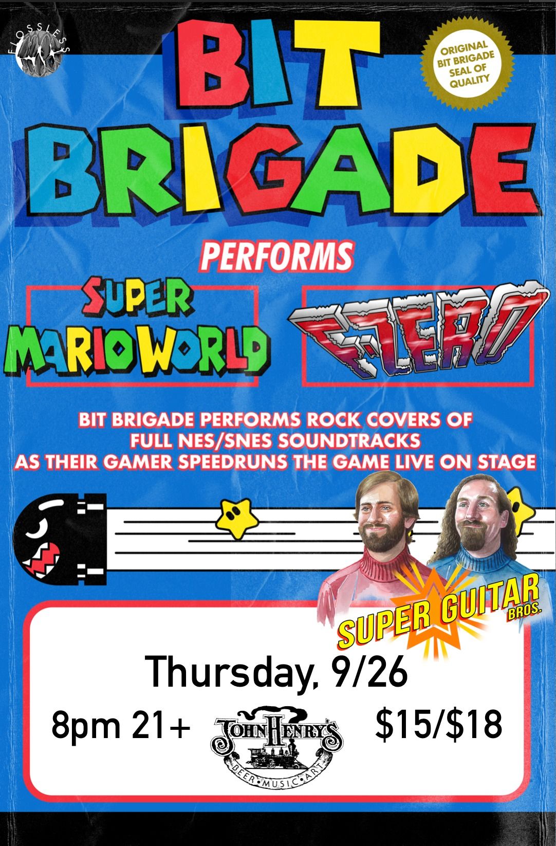 Bit Brigade performs \u201cSuper Mario World\u201d + \u201cF-Zero\u201d w\/guest Super Guitar Bros at John Henry's