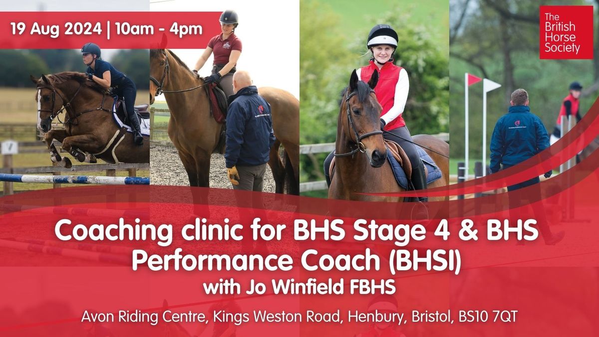 Coaching clinic for BHS Stage 4 & BHS Performance Coach (BHSI) with Jo Winfield FBHS August
