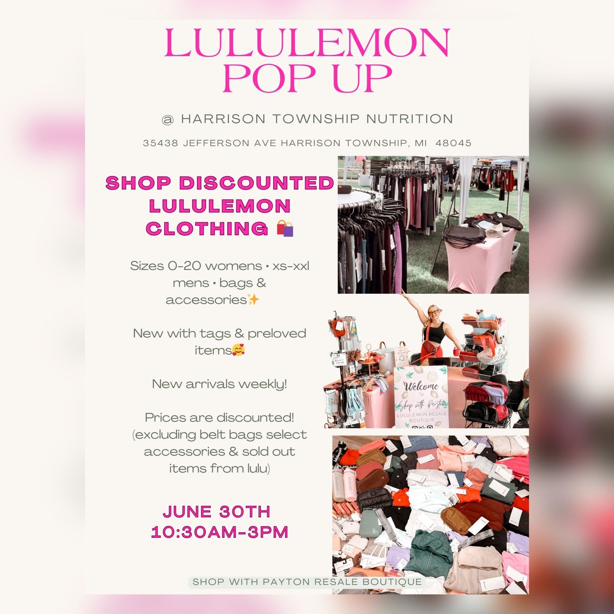 LULULEMON Pop Up Shop @ Harrison Township Nutrition ???\ufe0f 