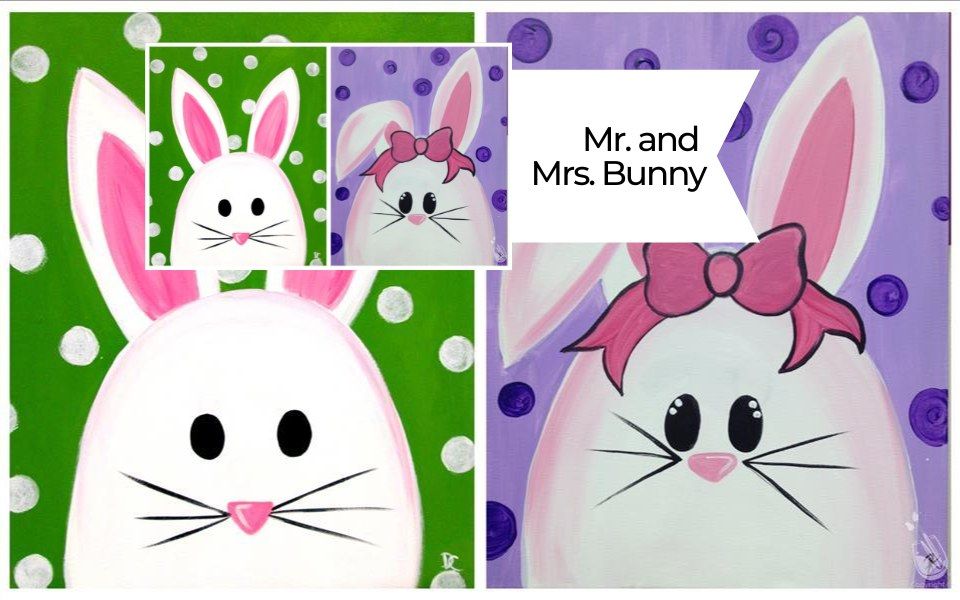 Mr. and Mrs. Bunny Set, Painting with a Twist (Plano, TX), 1 April 2023