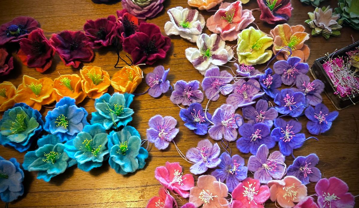 Wet Felted Flowers for Beginners - $60