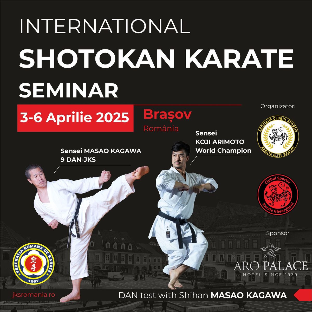 Seminar International Karate Shotokan cu sensei MASAO KAGAWA si sensei KOJI ARIMOTO Campion Mondial