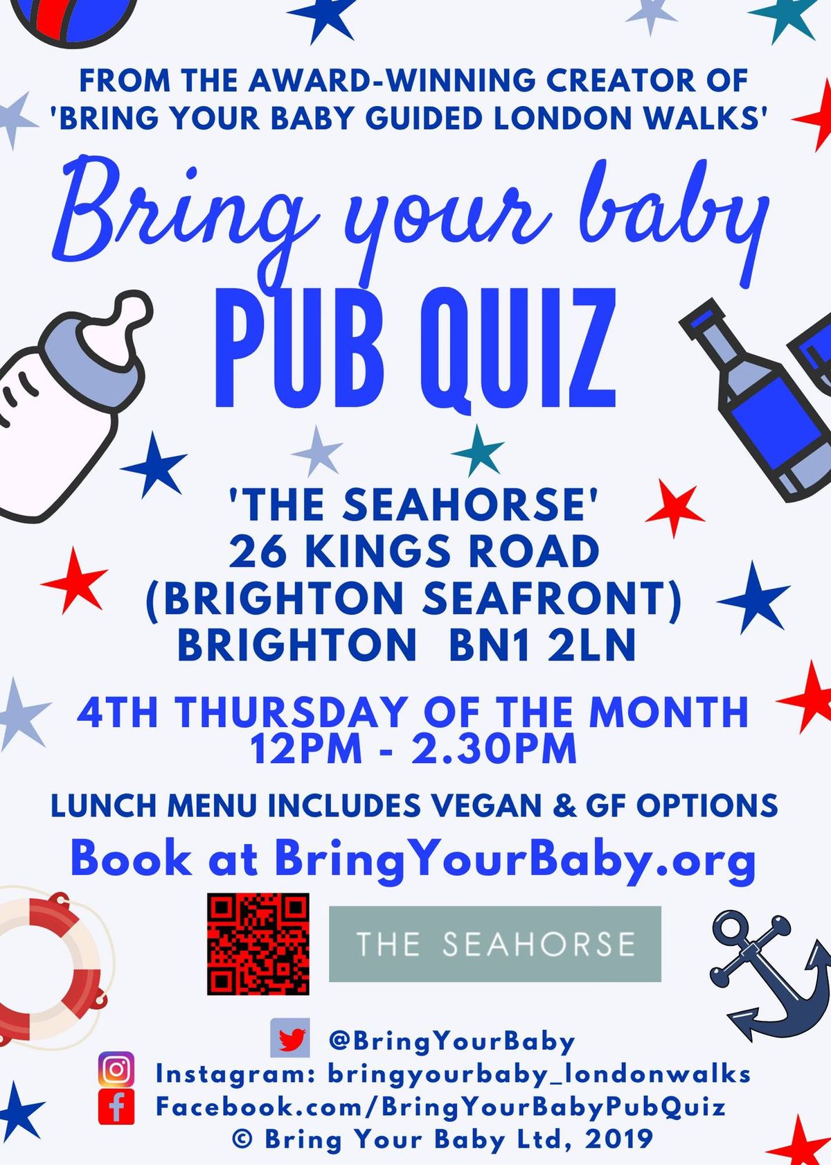 BRING YOUR BABY PUB QUIZ @ The Seahorse, BRIGHTON & HOVE (BN1) Worthing, Lewes, Eastbourne, Lancing