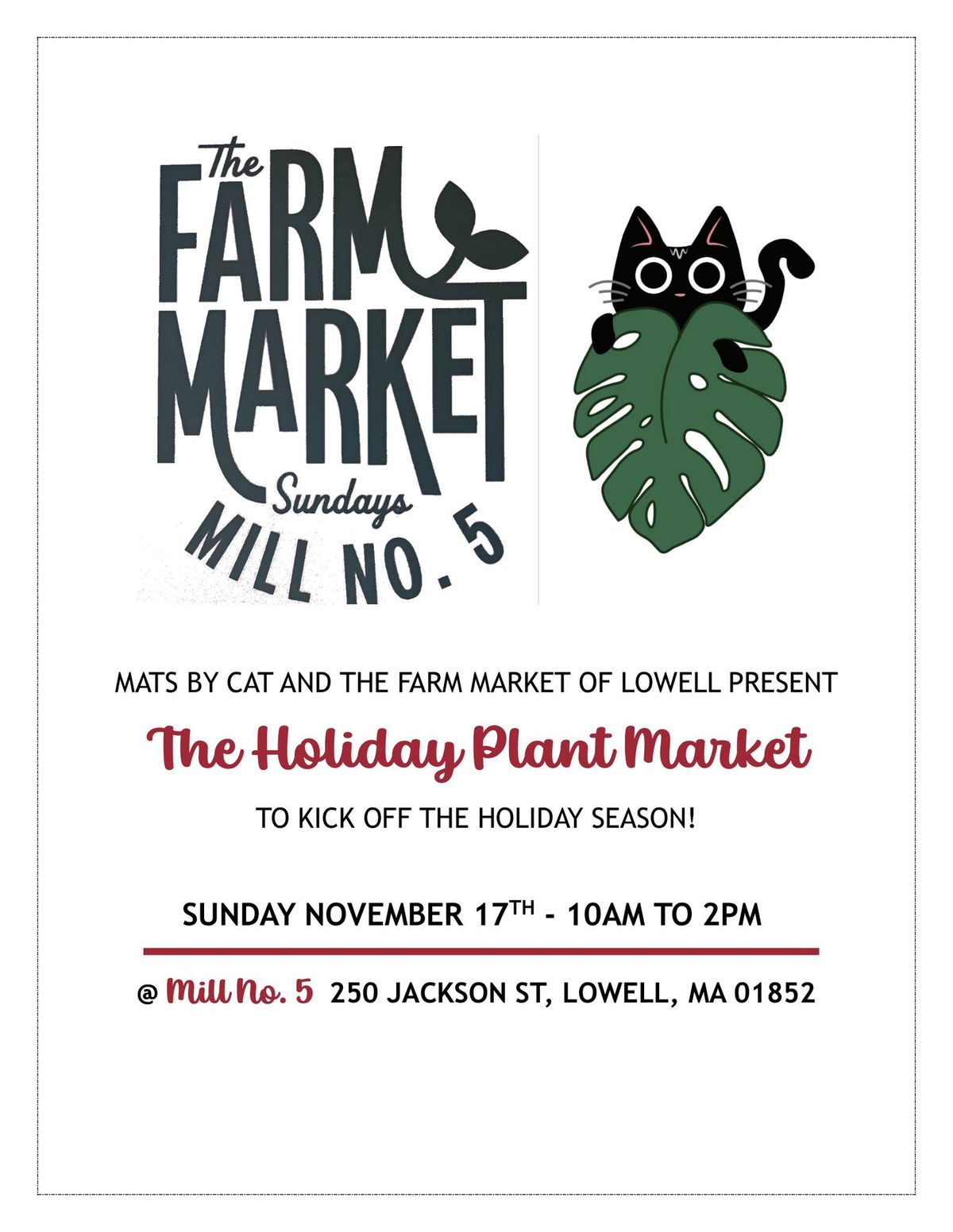 Holiday Plant Market @ Mill No. 5 Farm Lowell 