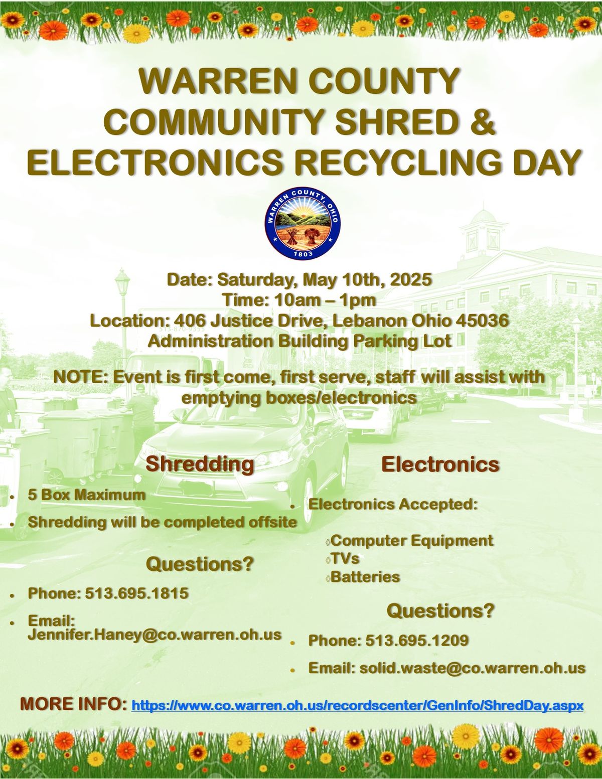 Warren County Spring Community Shred & Electronics Recycling Day