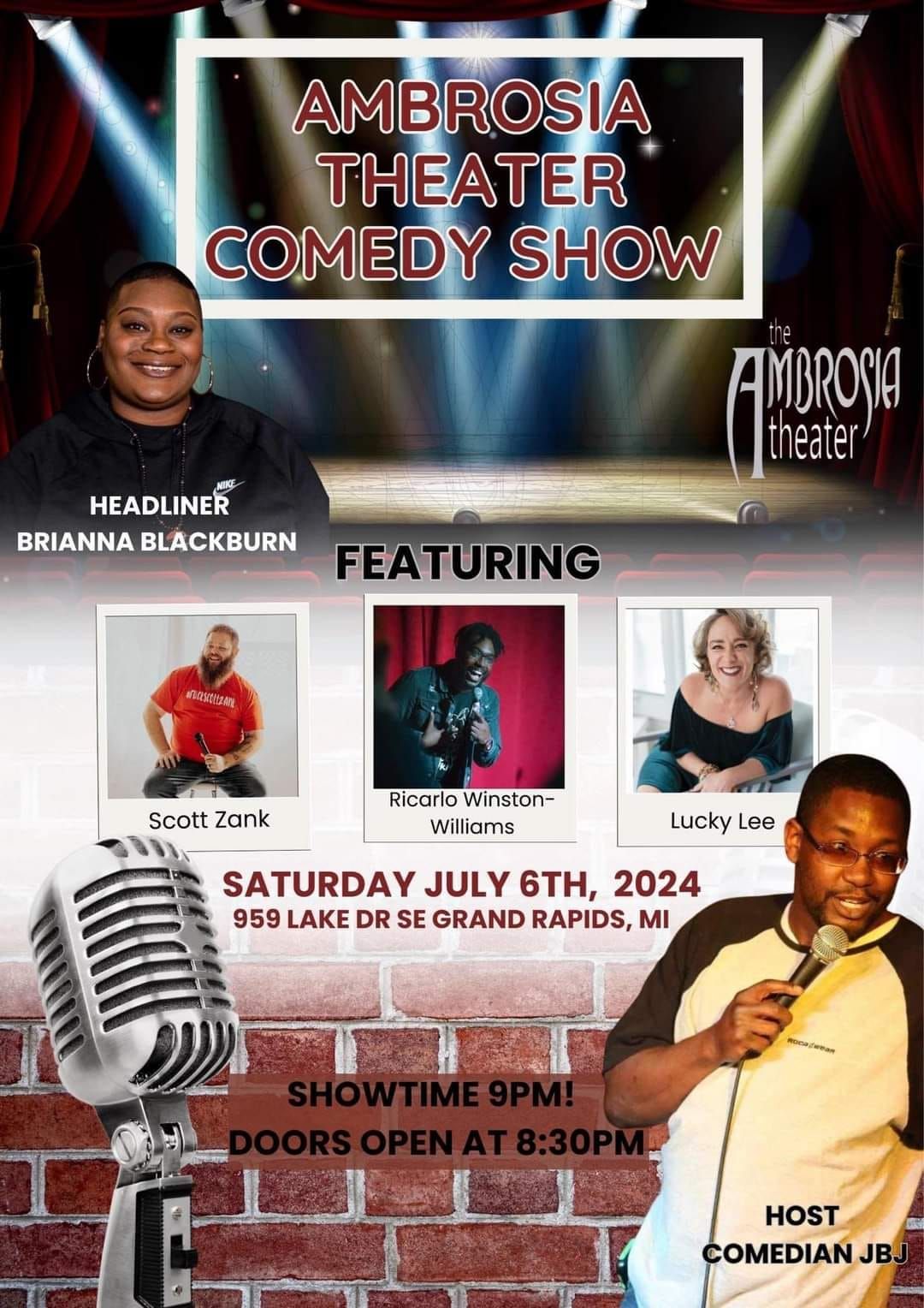 Ambrosia Theater Comedy Night - One Show Only 8:30pm - 10:30pm