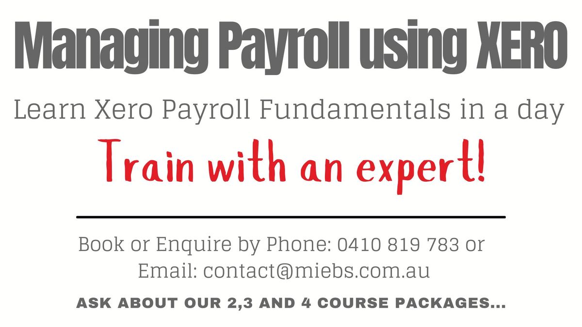 Managing Payroll using XERO - 1 day course