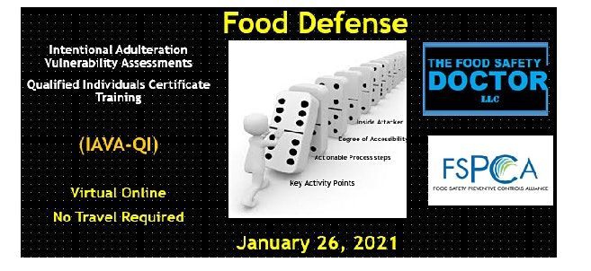 Online Food Defense  Qualified Individuals FSPCA (IAVA-QI) Training