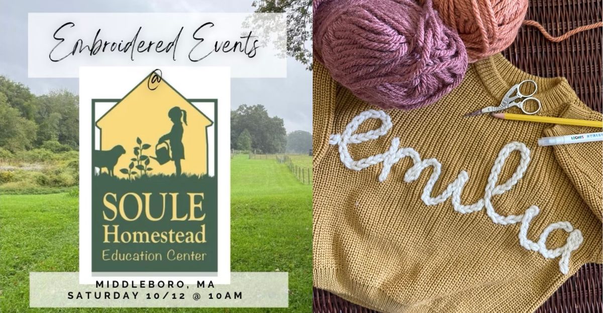 Embroidered Sweater Workshop @ Soule Homestead