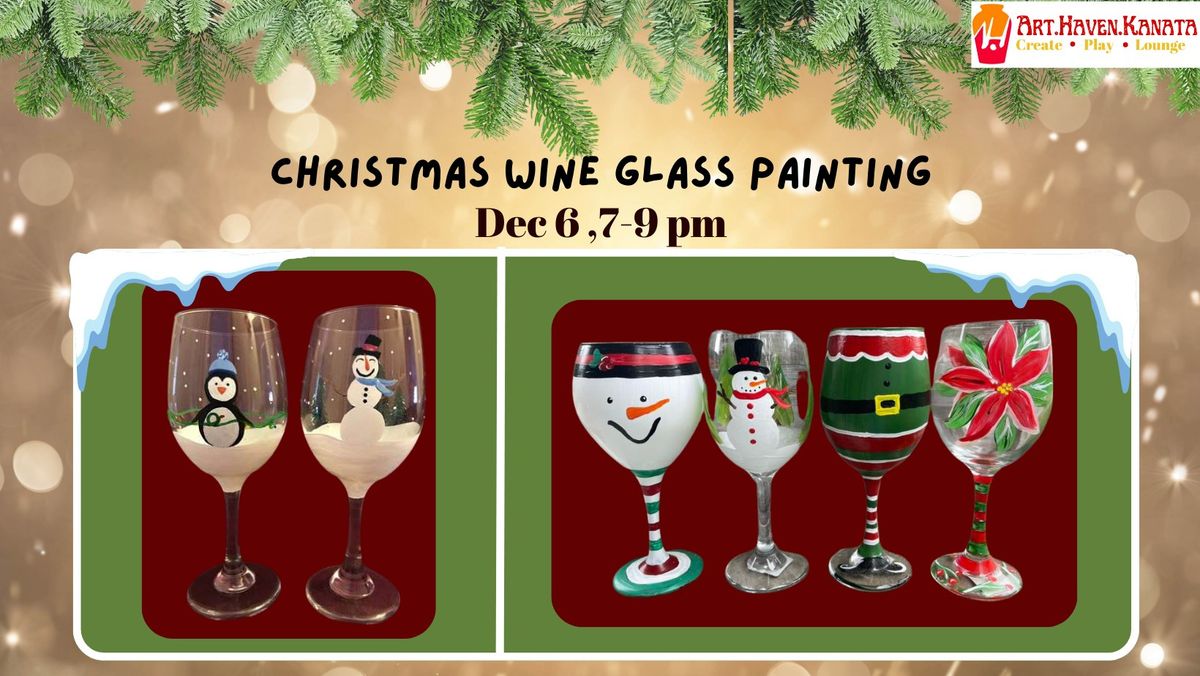 Christmas Wine Glass Painting