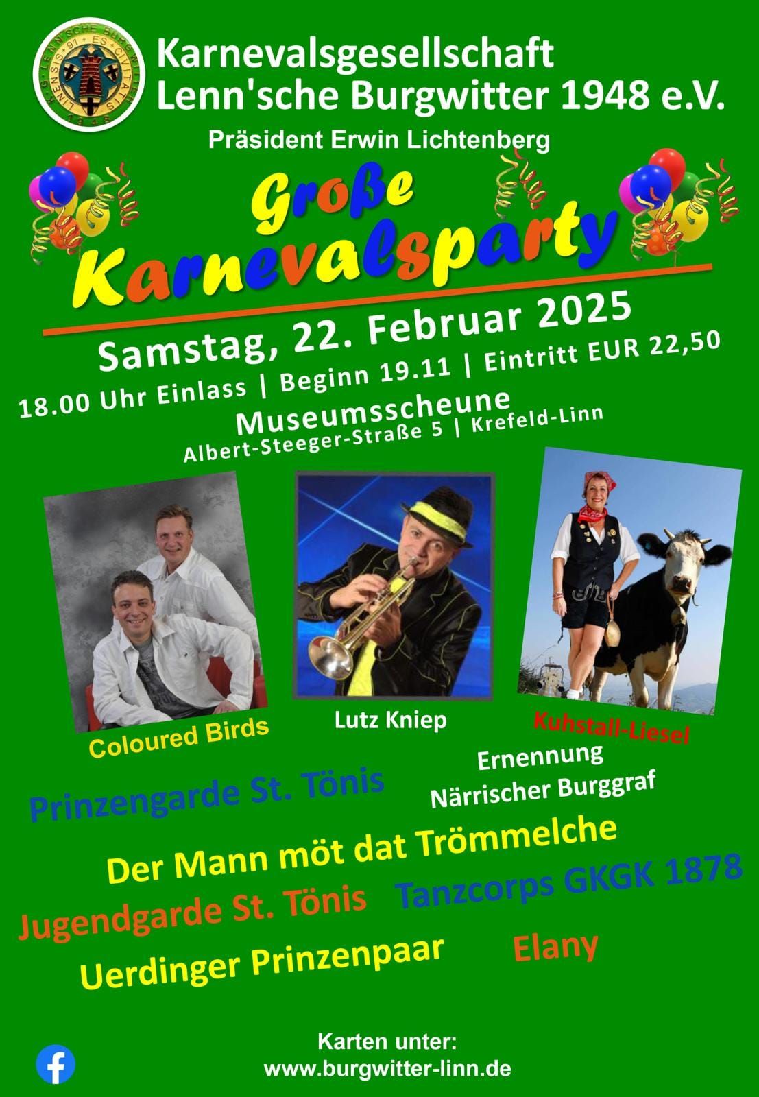 Karnevalsparty und Ernennung des N\u00e4rrischen Burggrafen zu Linn