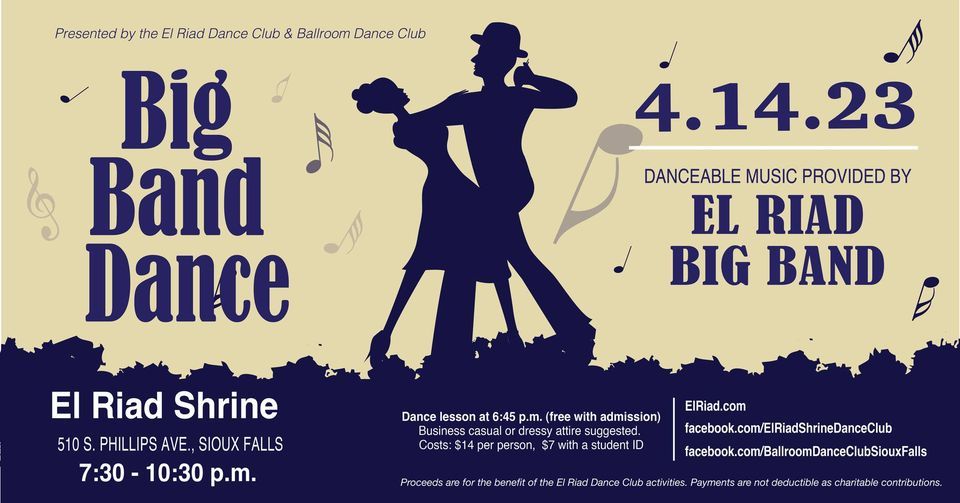 Big Band Dance, El Riad Shrine, Sioux Falls, 14 April 2023