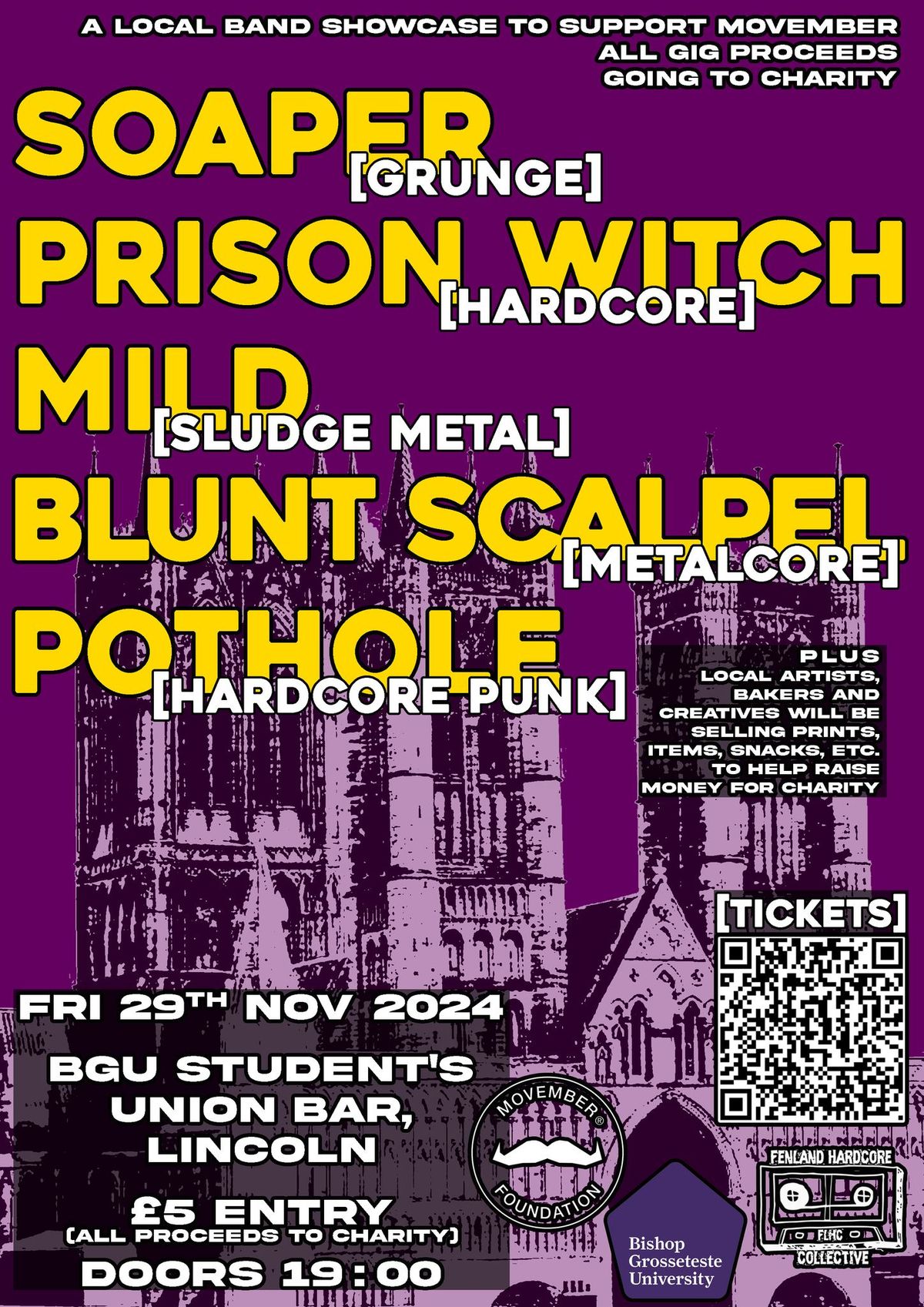 Movember Charity Gig ft. Soaper, Prison Witch, Mild, Blunt Scalpel, Pothole. BGU SU Bar, Lnicoln.