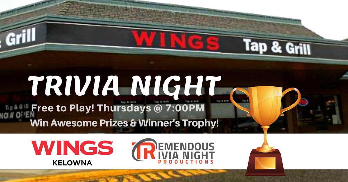 Thursday Night Trivia at Wings Kelowna-Rutland