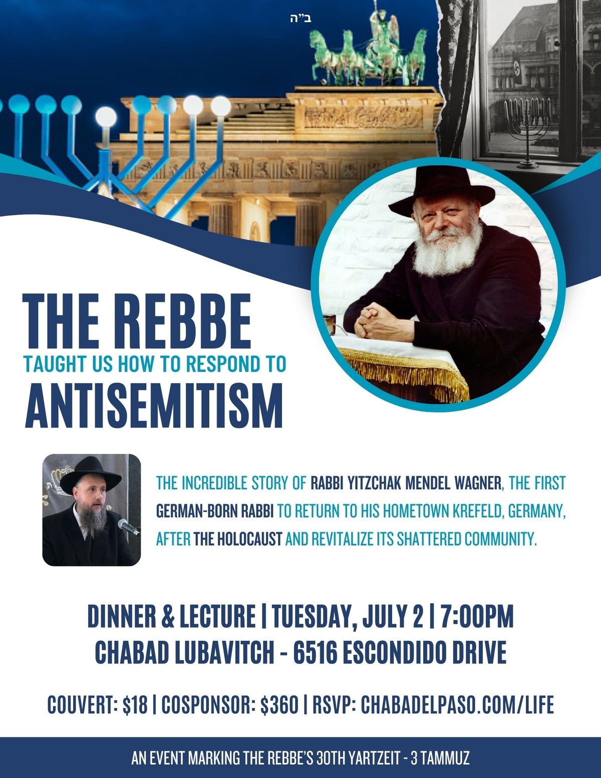 Dinner & Lecture: The Rebbe on Antisemitism