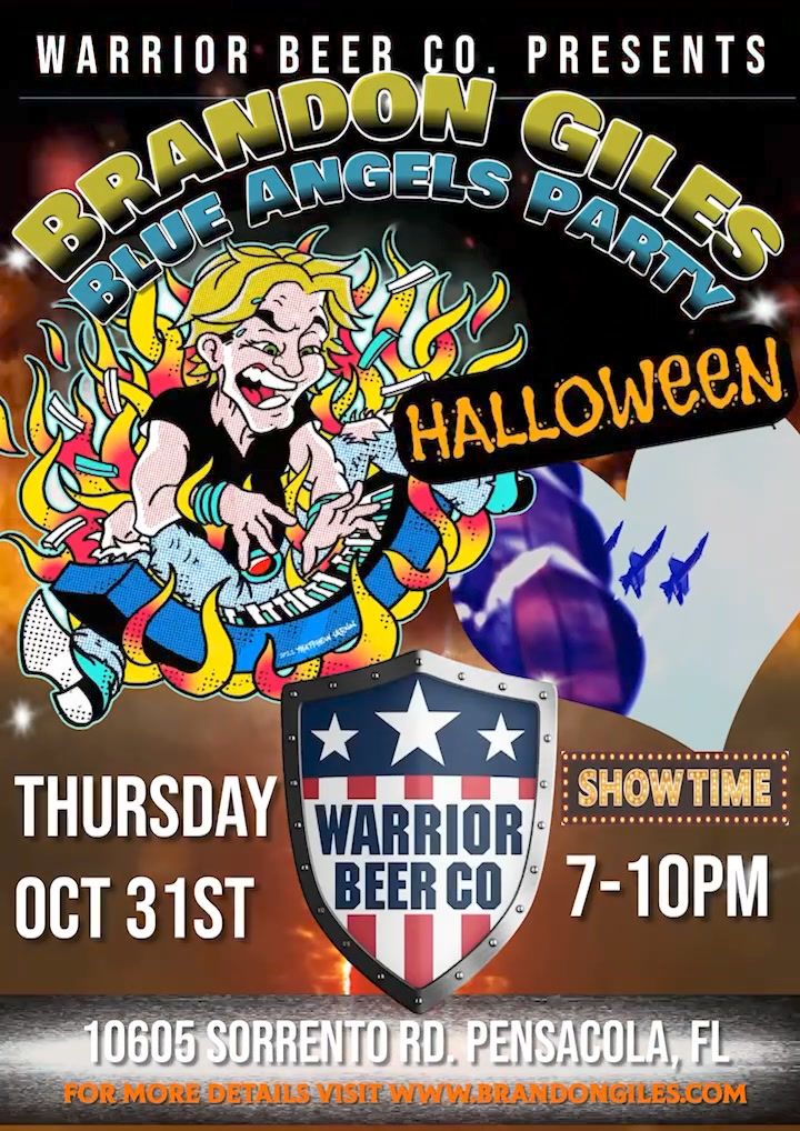 Brandon Giles live Blue Angels & Halloween party at Warrior Beer Co. Oct 31st 7-10pm Pensacola, FL