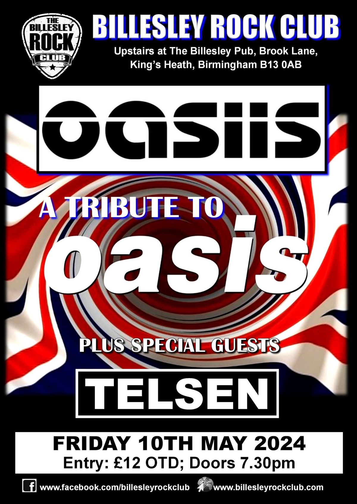 Oasiis (Oasis tribute) + special guests Telsen - \u00a312 OTD