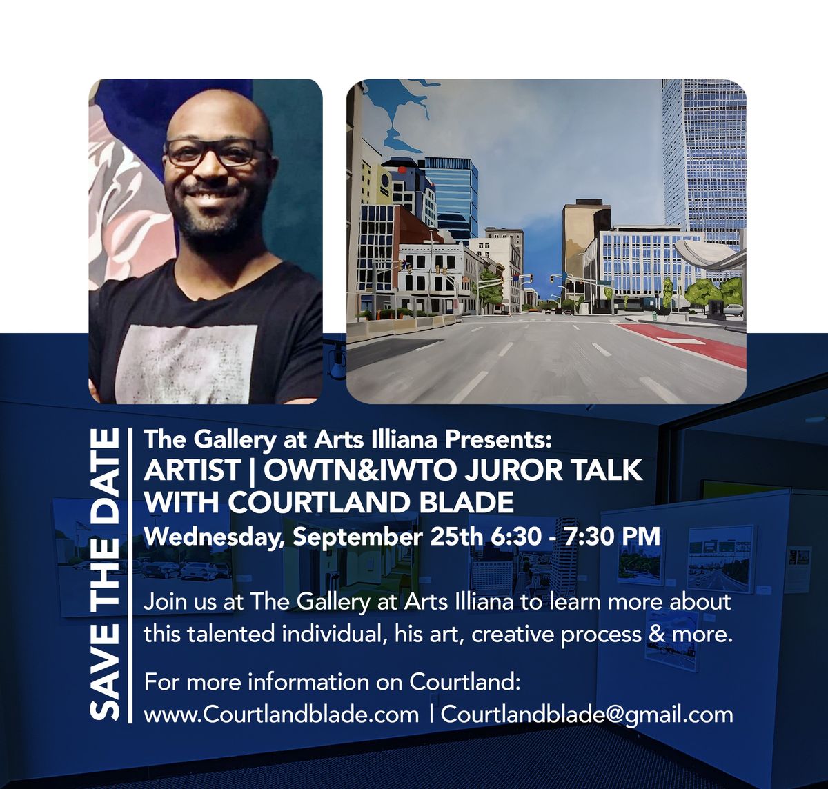 The Gallery at Arts Illiana Presents: ARTIST | OWTN&IWTO JUROR talk with Courtland Blade