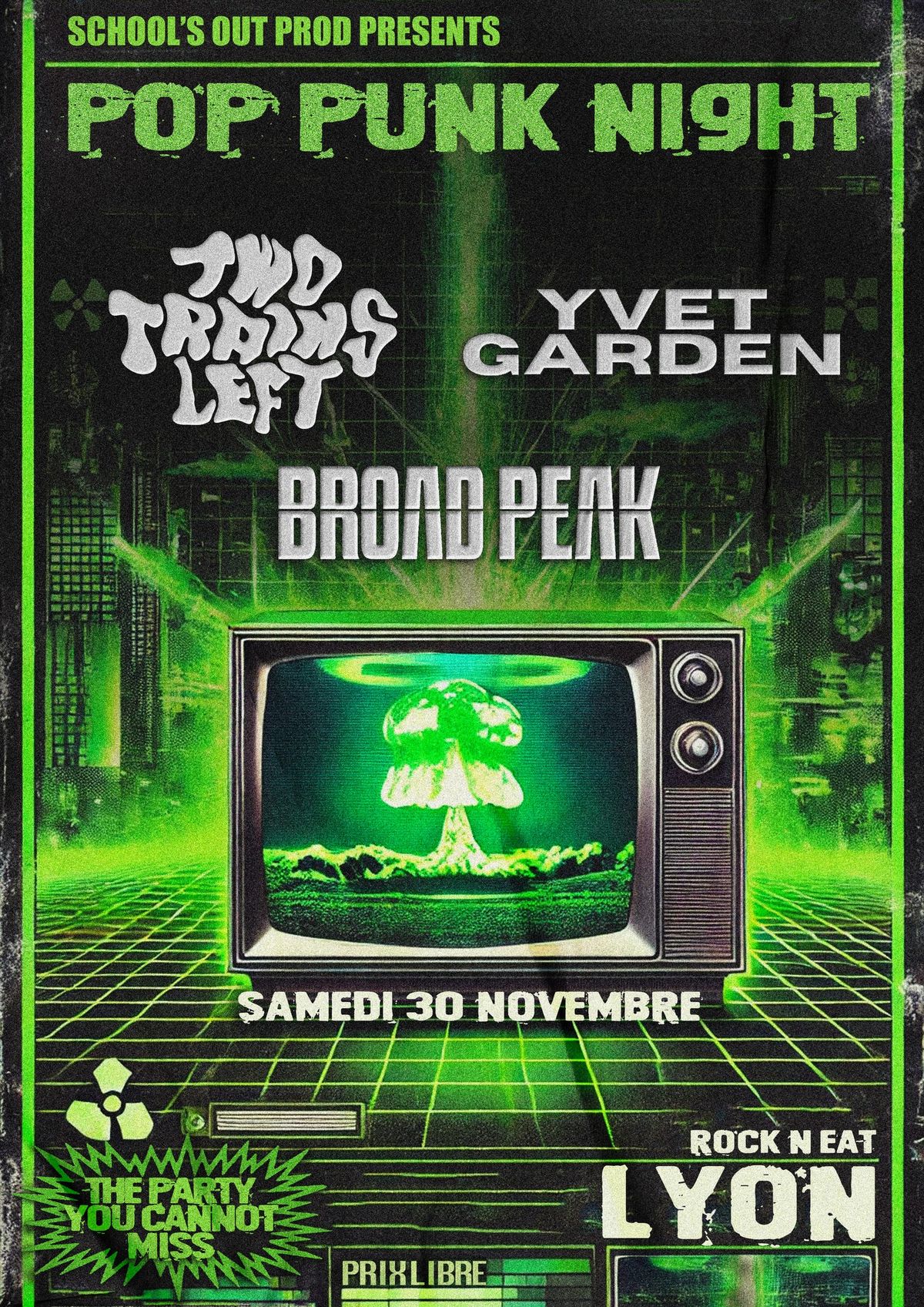 POP PUNK NIGHT ! Two Trains Left + Yvet Garden + Broad Peak au Rock'n Eat le 30 novembre !