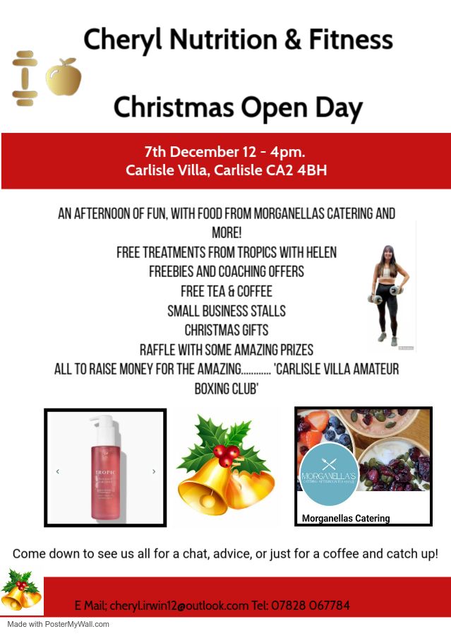 Cheryl nutrition and fitness coach Christmas open day