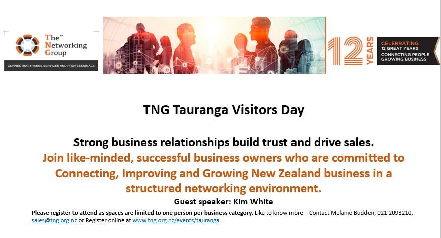 TNG Tauranga networking 31st JUL Guest speaker, Kim White